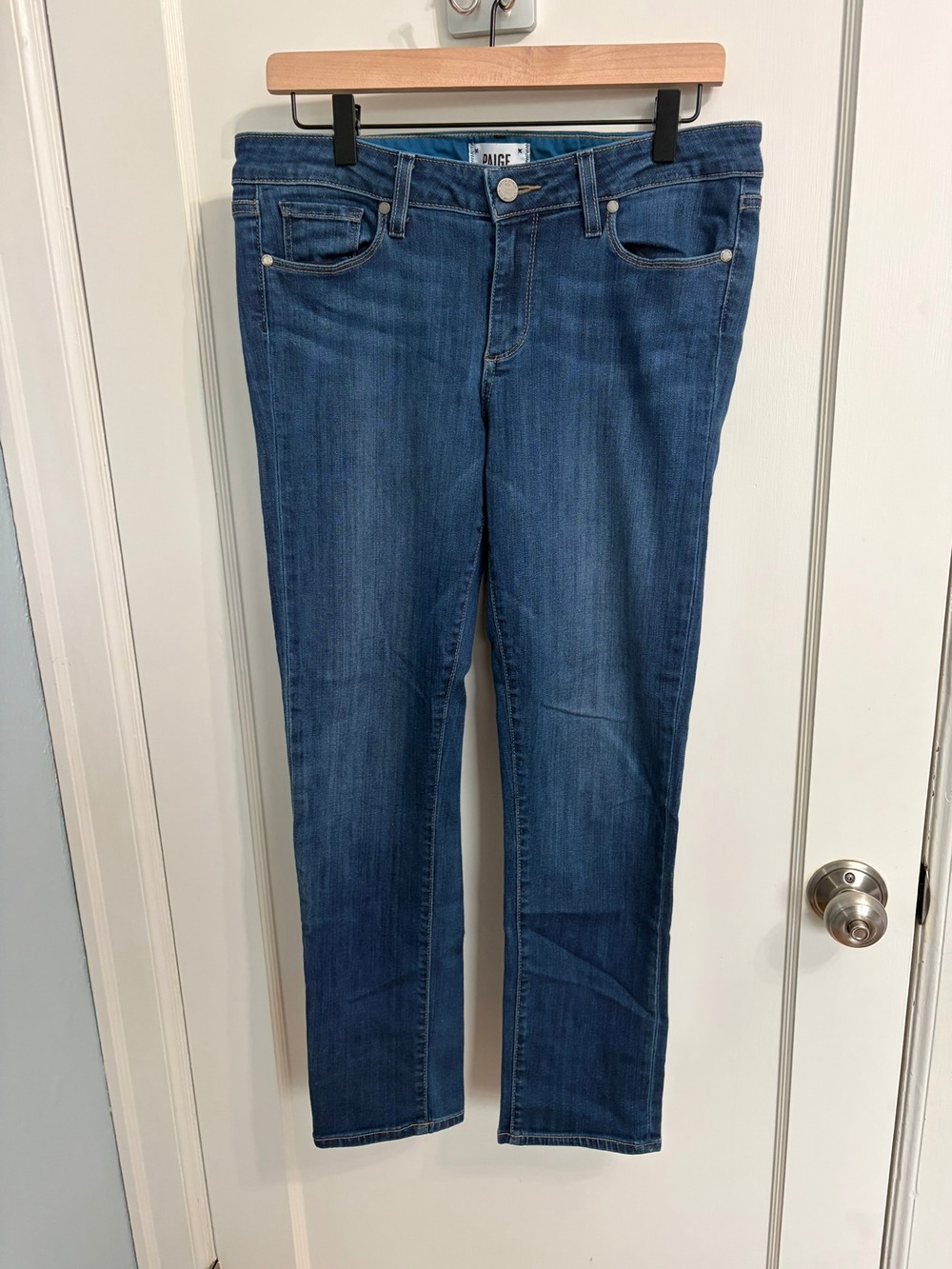 Paige Skyline Ankle Peg Jeans Women 30 Mid Rise Skinny Medium Wash